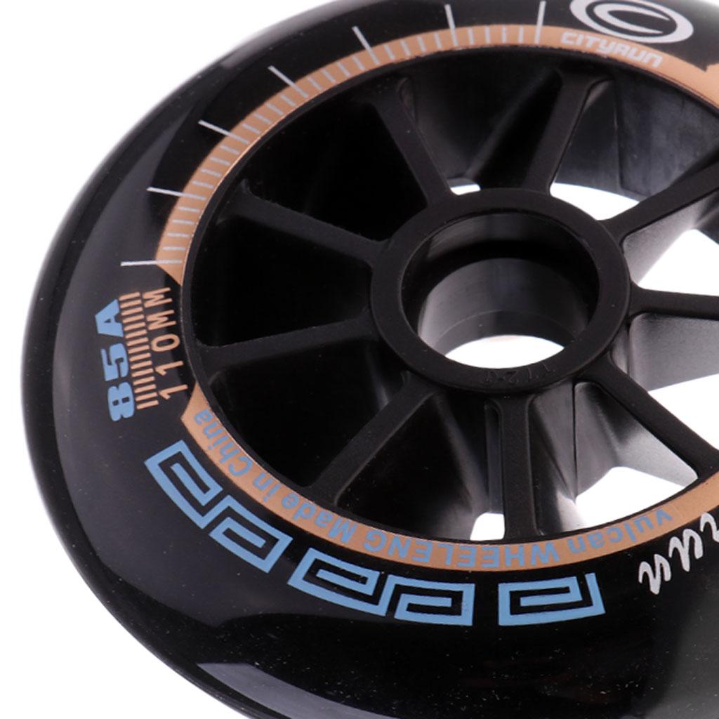 6xSpeed Skating Wheels Outdoor Indoor Inline Skate Wheels Tool 110mm Black
