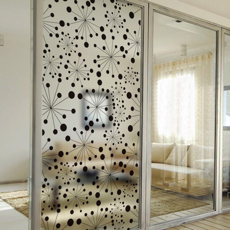 Decal dán kính Cao Cấp - Hoa Cánh TRòn Đen