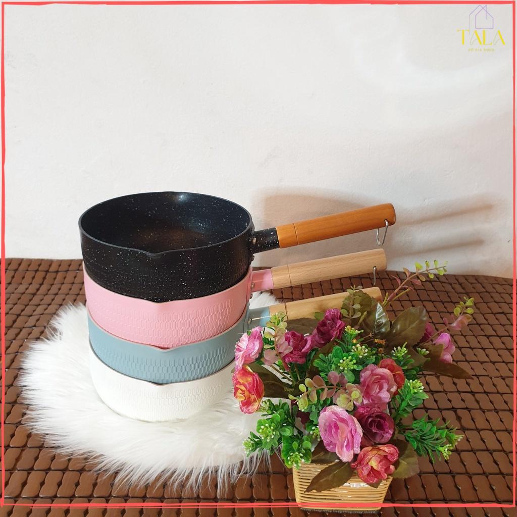 Chảo Chống Dính 18cm Đáy Sâu Kiểu Nhật - Chảo Chống Dính Chiên Xào, Nấu Bột Cho Bé Tay Cầm Gỗ