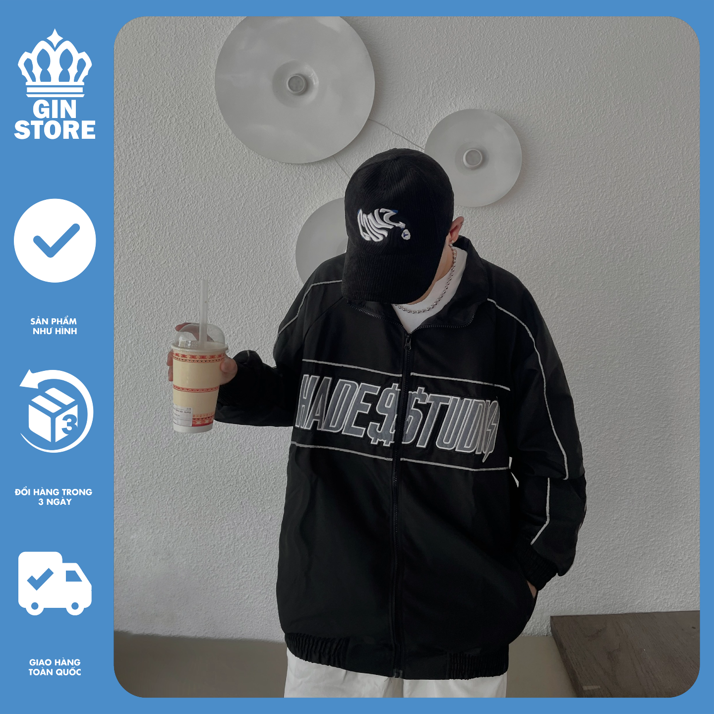 Áo khoác dù local brand unisex mẫu HADES THÊU PHẢN QUANG unisex form rộng - Gin Store