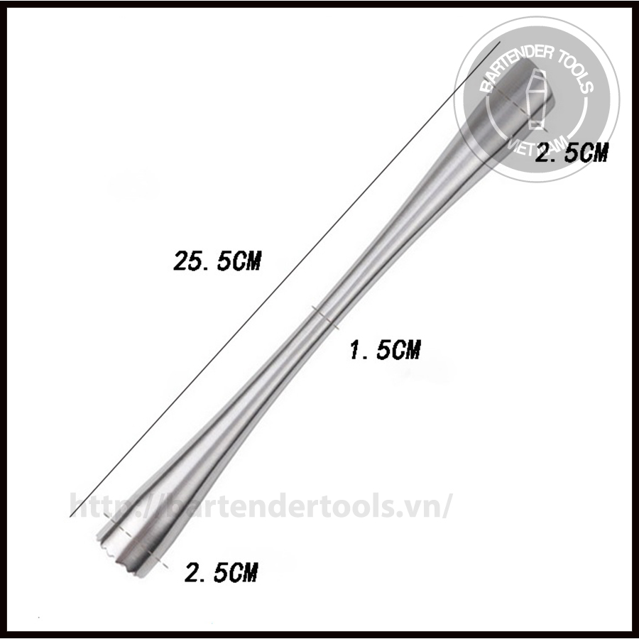 Chày bar full inox 2 đầu dầm 25.5cm - Bar muddler