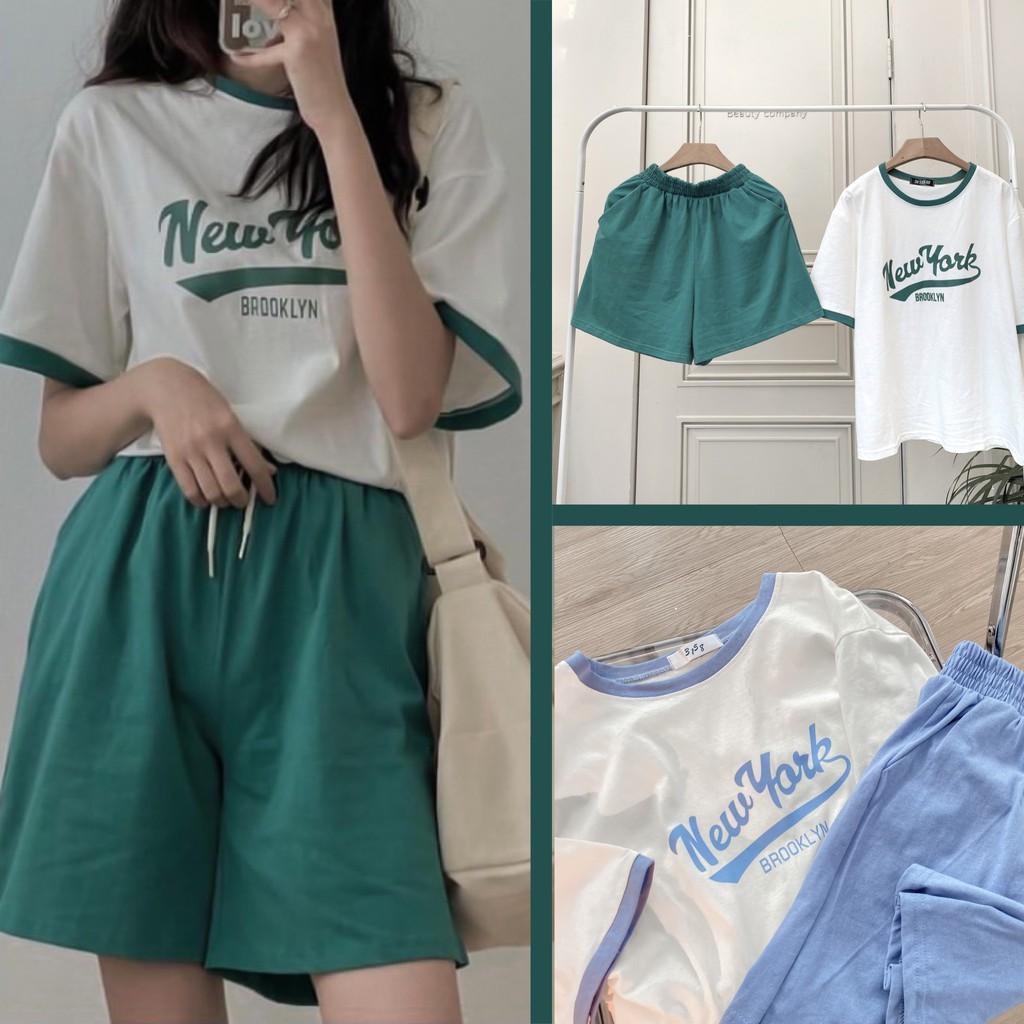 Bộ đồ thun NEW YORK 100% cotton nhiều màu ulzzang basic - Made by Fiin