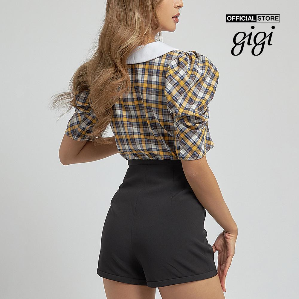 GIGI - Áo kiểu nữ tay ngắn cổ bẻ Point Collar Gath G1110B212243