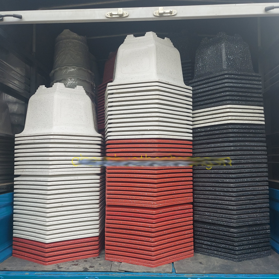 5 Chậu Nhựa lục giác hoa văn giả đá siêu đẹp,siêu sang đem đến may mắn, Miệng,cao,đáy 39x27.5x24cm-77814