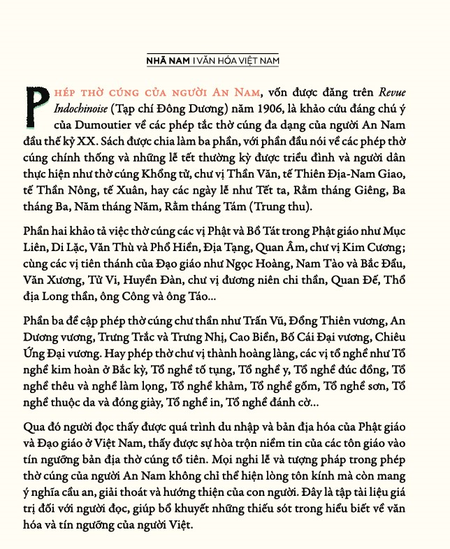 Sách - Phép thờ cúng của người An Nam (Gustave Dumoutier) (Nhã Nam Official)