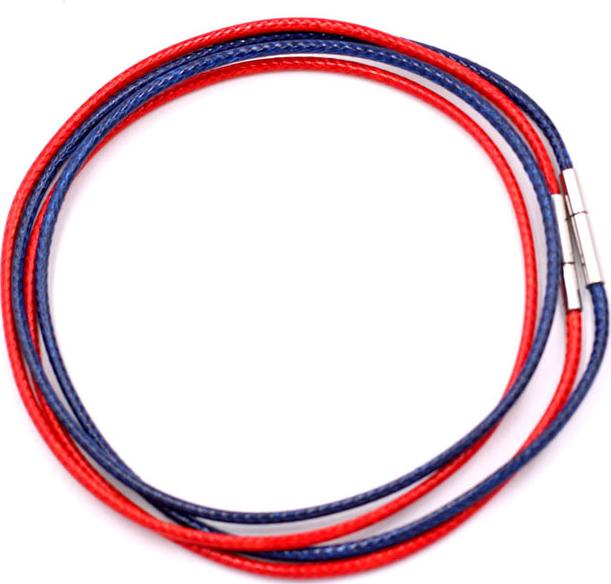 Combo 2 dây vòng cổ cao su xanh dương, đỏ móc inox DCSXDO1 - Dây dù bọc cao su
