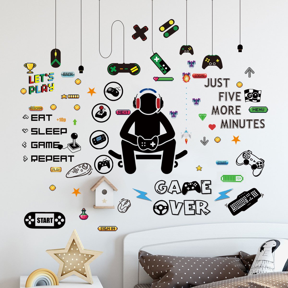 Decal dán tường Gamer siêu chất trang trí quán net phòng game