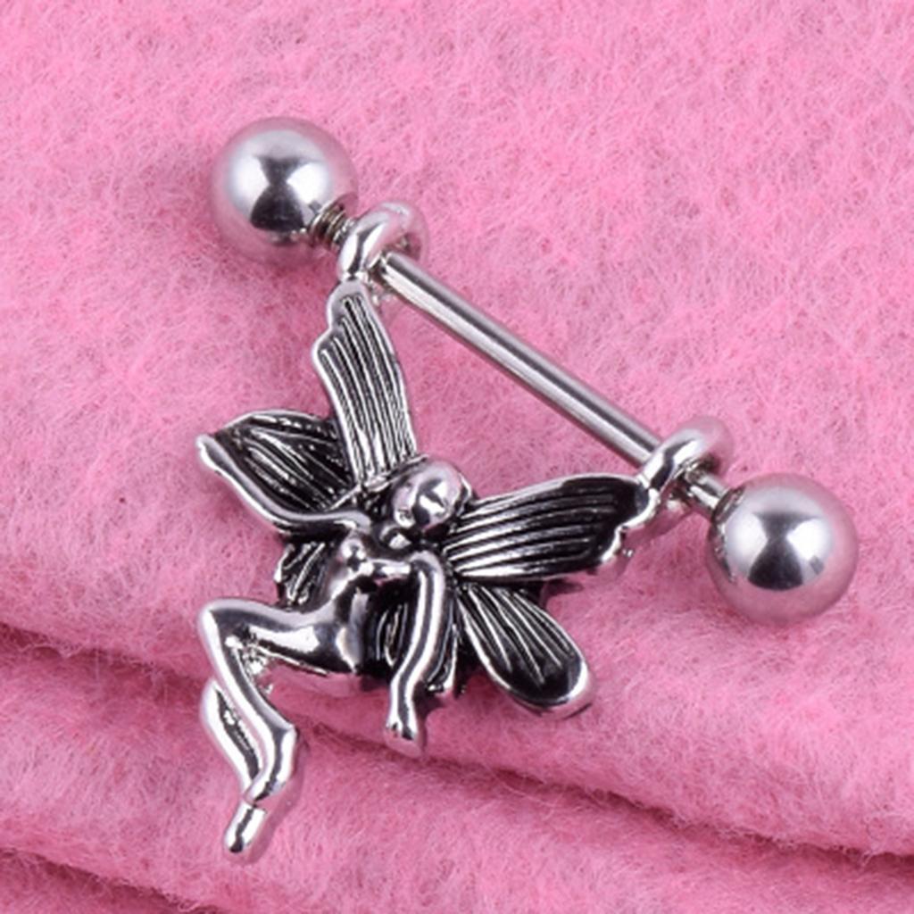 2x1 Pair Angel Fairy Design 16g Nipple Ring Bar Shields Body Jewelry Charms