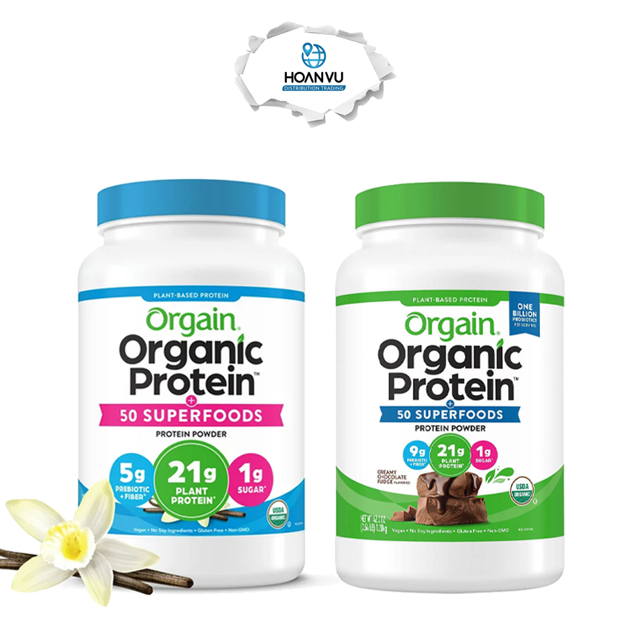 Bột Protein hữu cơ Orgain Organic Protein 50 Superfoods 1.2kg hương Vanilla