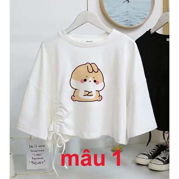 Áo croptop rút dây các hình thú đáng iu