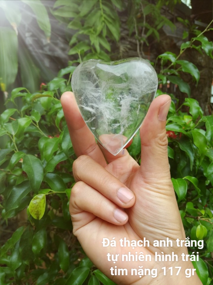 Trái Tim Đá Thach Anh Trắng, Đá Trang Trí, Sưu Tầm, Chặn Giấy - Đá Phong Thủy