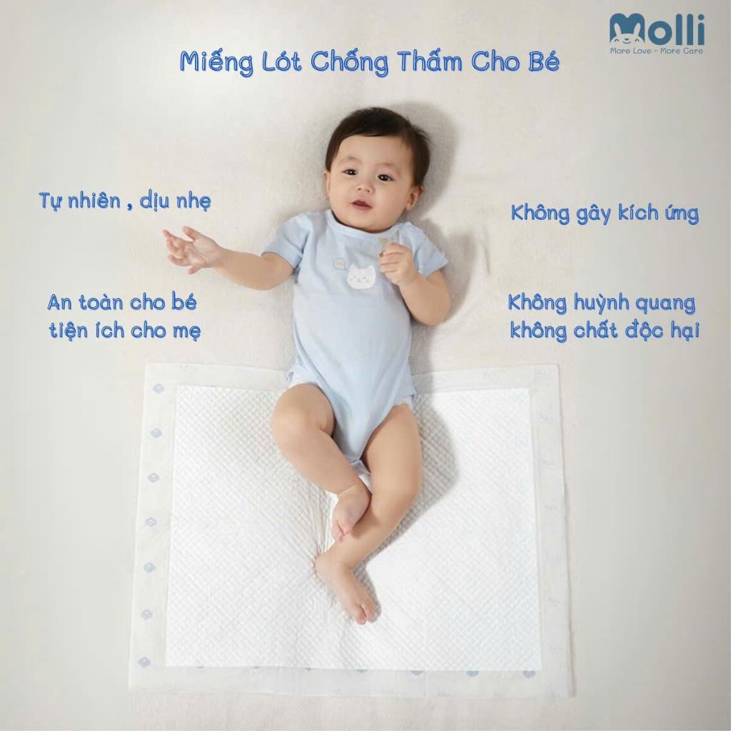 [Bán Lẻ] TẤM LÓT CHỐNG THẤM MOLLI DÙNG 1 LẦN CHO MẸ SAU SINH VÀ BÉ SƠ SINH, TẤM LÓT THAY TÃ - Size M (33*45cm)