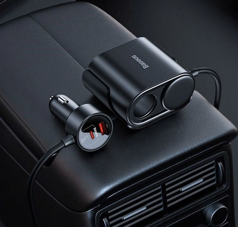 Tẩu Sạc Chia Cổng Sạc Dùng Cho Ô Tô Baseus High Efficiency Pro 1-for-2 Car Cigarette Lighter 30W [ hàng chính hãng ]