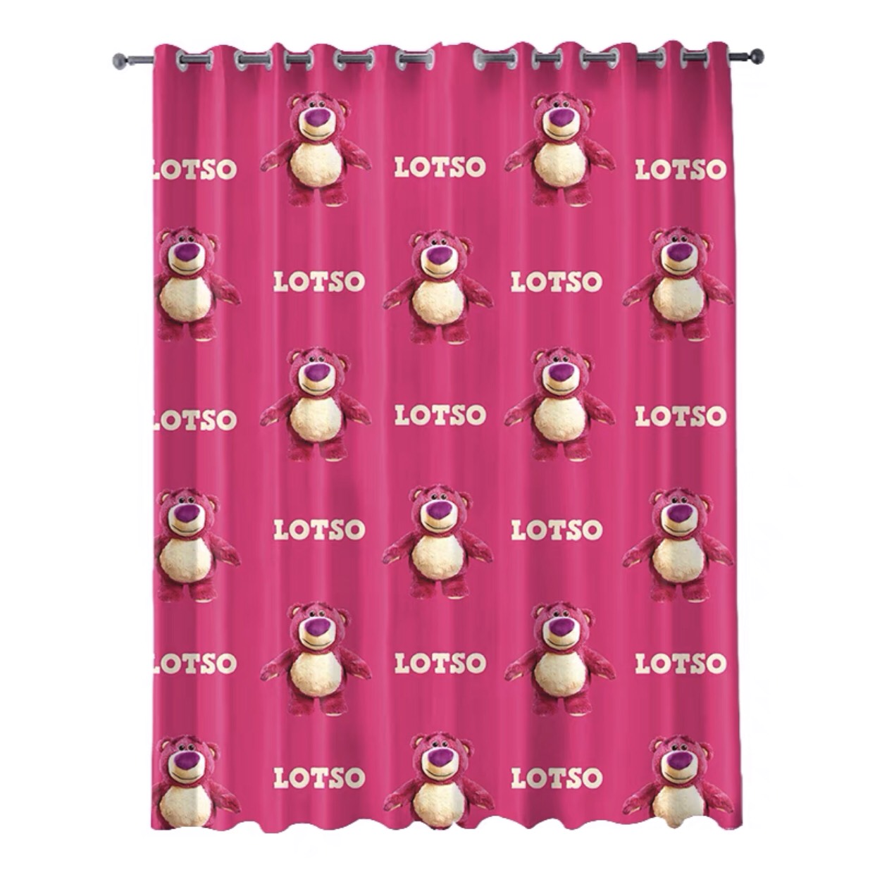 Rèm Khoen Lỗ, Khoen Ri đô, Rèm Dán Tường Mẫu GẤU LOTSO HỒNG Chống Nắng Tốt, Nhiều Size