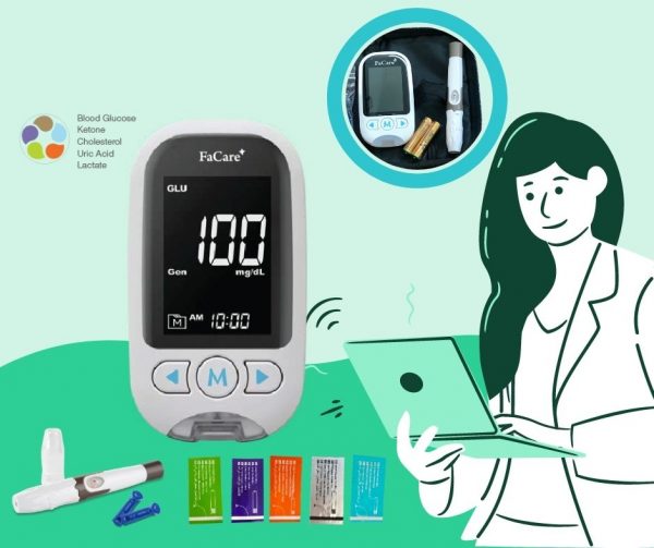 Que thử Mỡ máu Cholesterol dành cho máy đo FaCare 5 trong 1 FC-M168 - Hộp 10 que