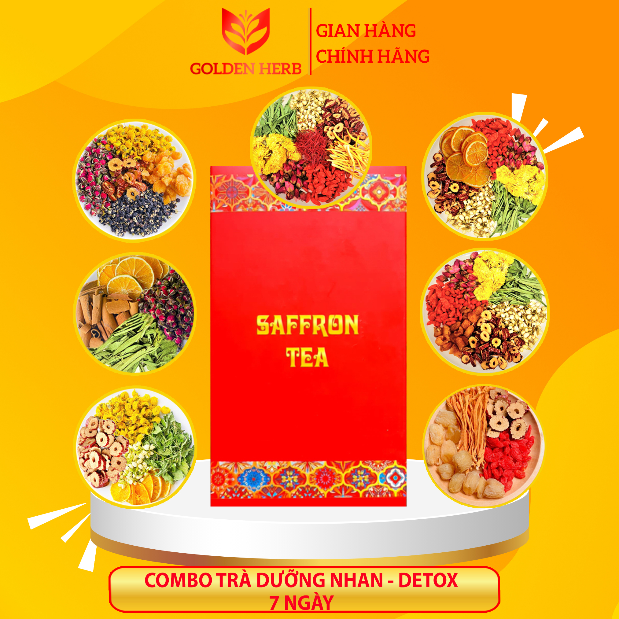 Trà Dưỡng Nhan Saffron Tea 7 Ngày Giúp Giữ Dáng Đẹp Da Giảm Mụn Ngừa Nếp Nhăn Ngủ Ngon