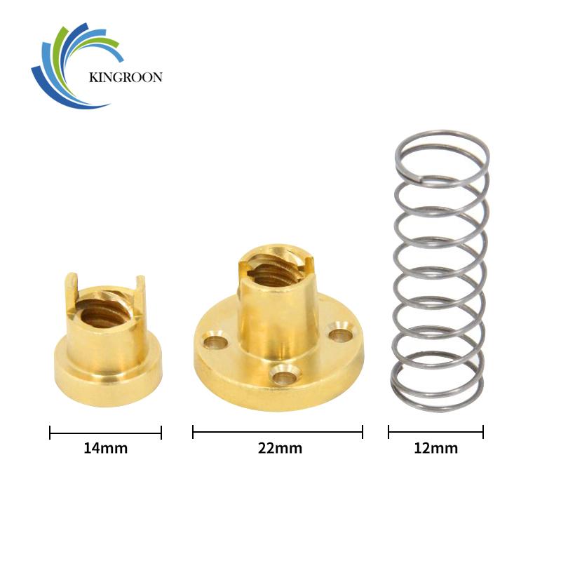 KINGROON 2 Bộ T8 Đai ốc vít chì chống phản ứng dữ dội Đồng thau POM cho Ender 3 CR10 Phần máy in 3D T8 Đai ốc Lò xo chống phản ứng dữ dội Đai ốc lò xo