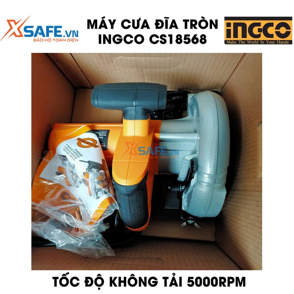 Máy Cưa đĩa tròn INGCO CS18568 kèm theo 1 lưỡi cắt 185mm và 1 bộ than, công suất 1600W, tốc độ không tải 5000rpm