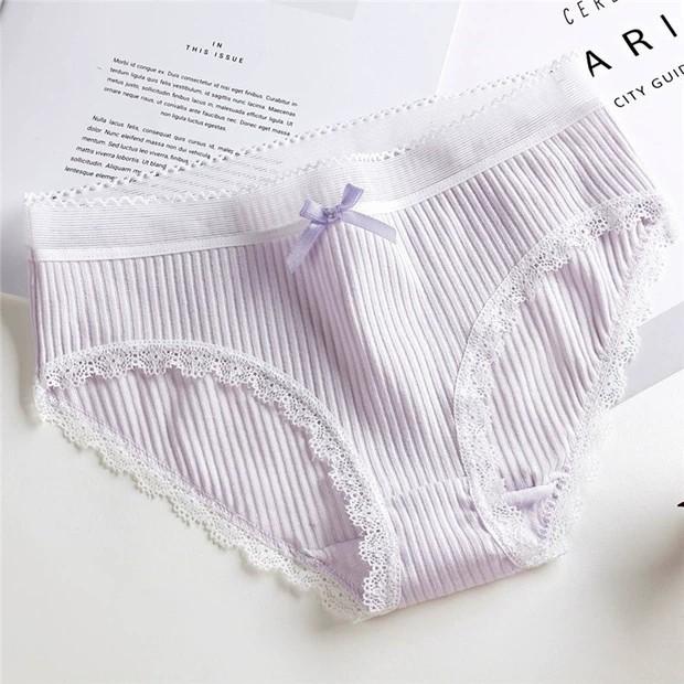 Quần lót nữ cotton gân tăm viền ren trắng dễ thương