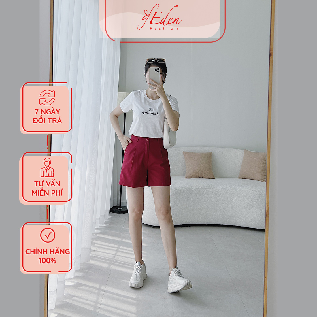 Quần short nữ thời trang Eden. Chất liệu kaki mềm mại. Phom dáng đẹp - Q005