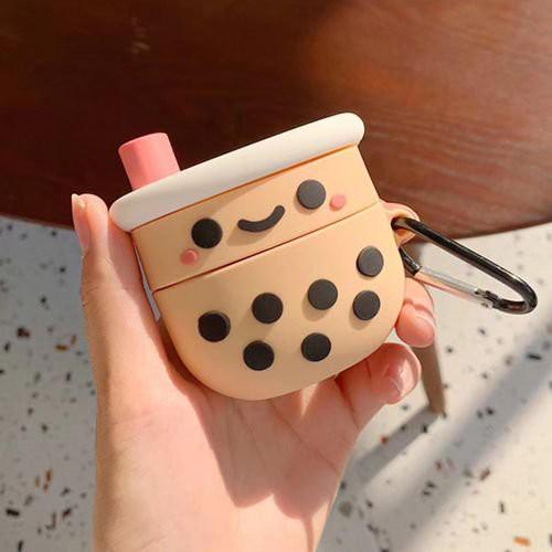 Vỏ Ốp Case dành cho Airpod Pro Ly Trà Sữa Kute chống va đập trầy xước có móc đeo