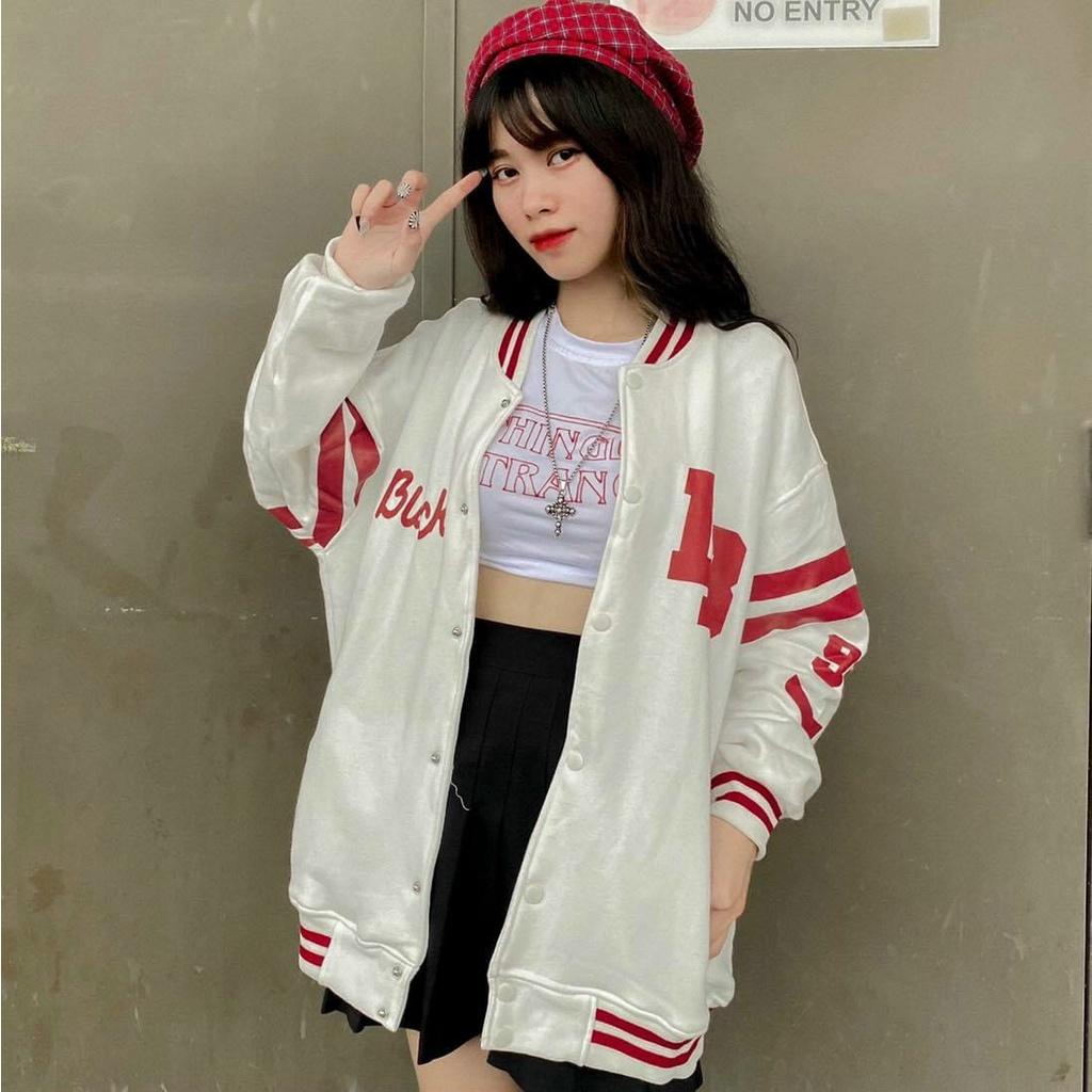 Áo Khoác Bomber Cardigan Nỉ Bông LB Form Rộng Unisex Nam Nữ Ulzzang Phong Cách Hàn Quốc