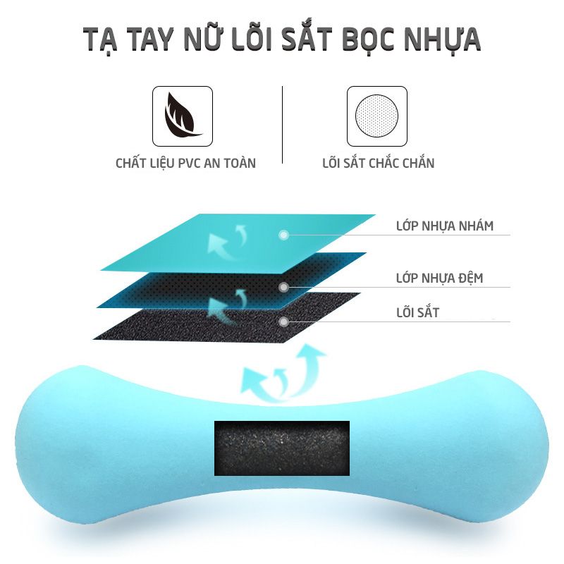 Tạ tay nữ nhỏ gọn lõi sắt bọc nhựa cao cấp JH-0618