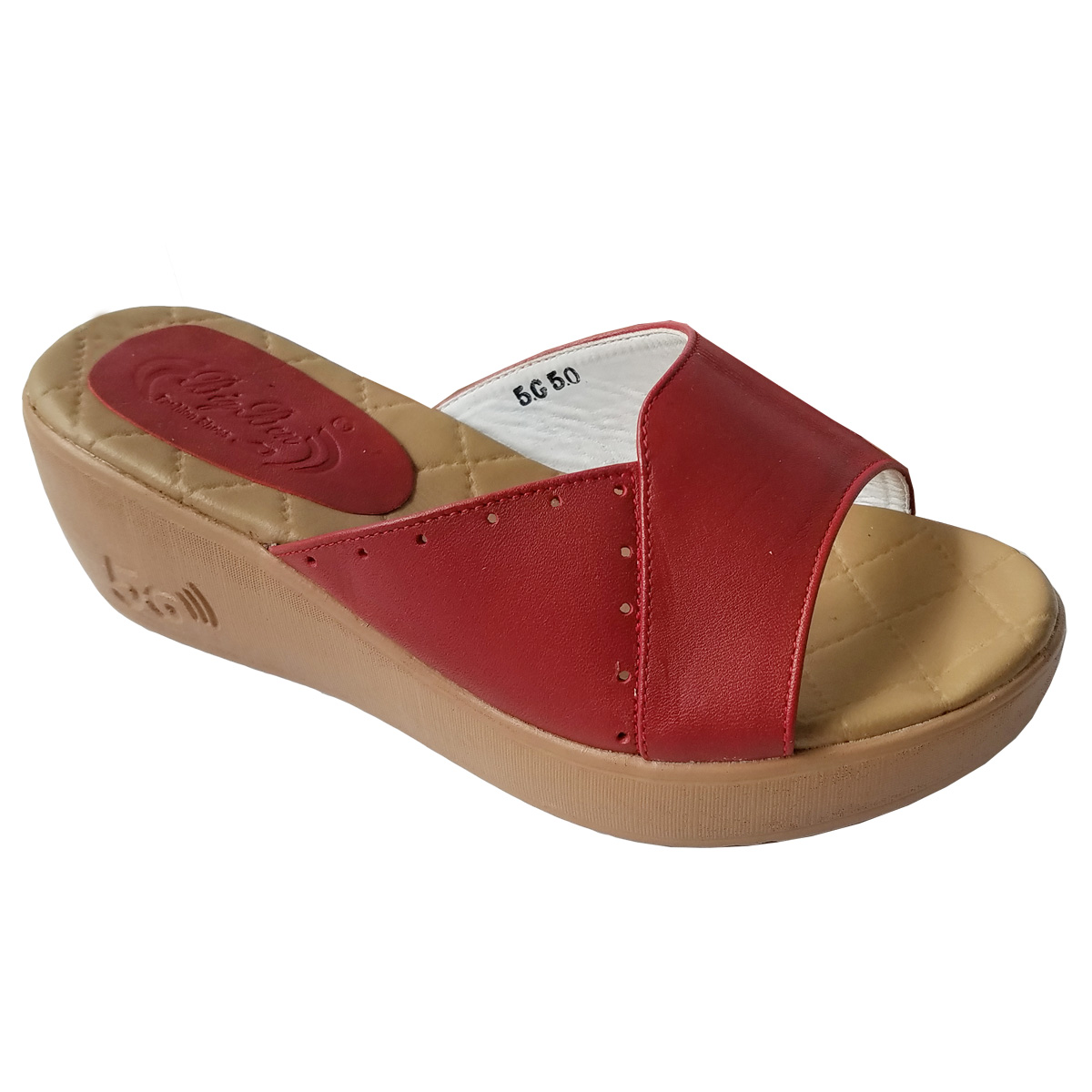 Dép Đế Xuồng Nữ BIGBEN Da Bò Thật Cao 5 Phân DX59