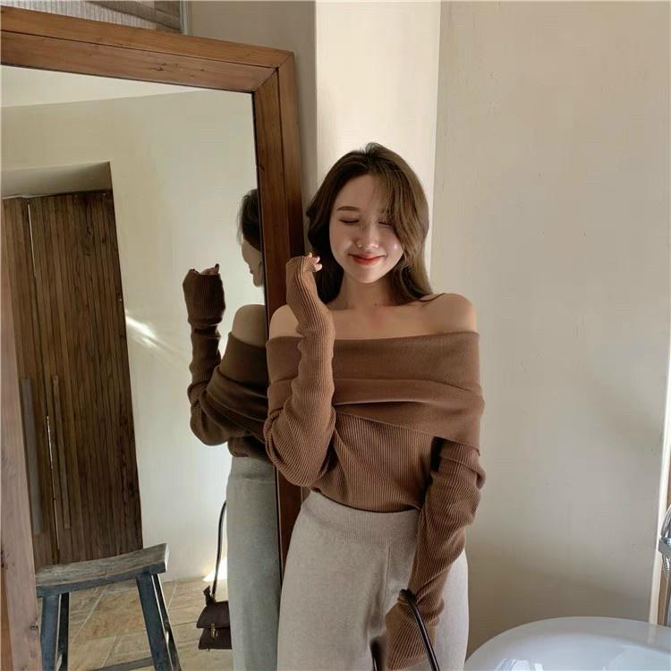 ÁO THUN NỮ GÂN BẸT VAI TAY DÀI (DƯỚI 52KG MẶC VỪA