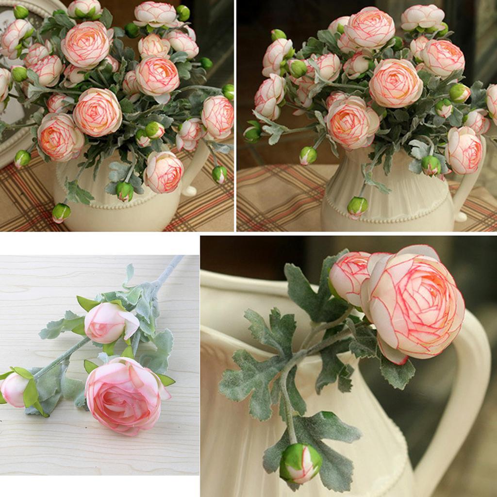 3-head Artificial Silk Flower Victoria Rose Wedding Bouquet DIY Decor