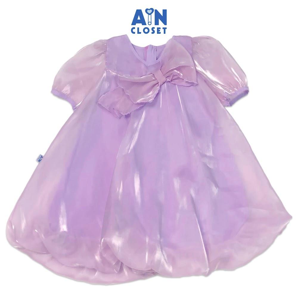 Đầm công chúa bé gái Nơ tím tay lỡ organza - AICDBGEVHKZH - AIN Closet