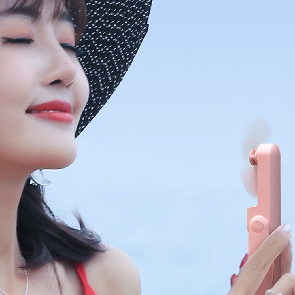 Quạt Cầm Tay Mini Đa Năng Kiêm Sạc Dự Phòng Tiện Dụng, Không Gây Ồn, Có Thể Gấp Gọn, Dung Lượng Pin 1500mAh, 2 Mức Làm Mát
