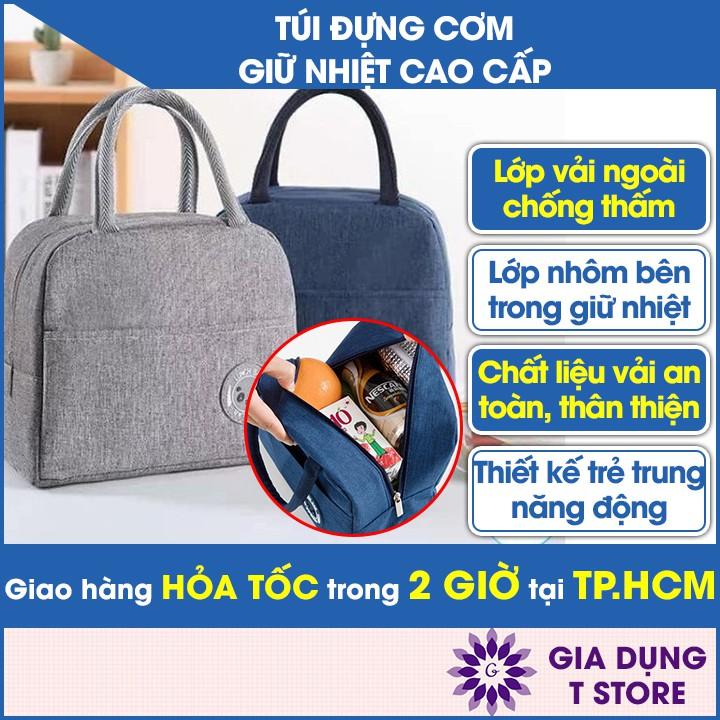 Túi Vải Giữ Nhiệt Họa Tiết Trơn Lịch Sự, Đựng Hộp Cơm Văn Phòng, Thức Ăn Vặt Tiện Lợi