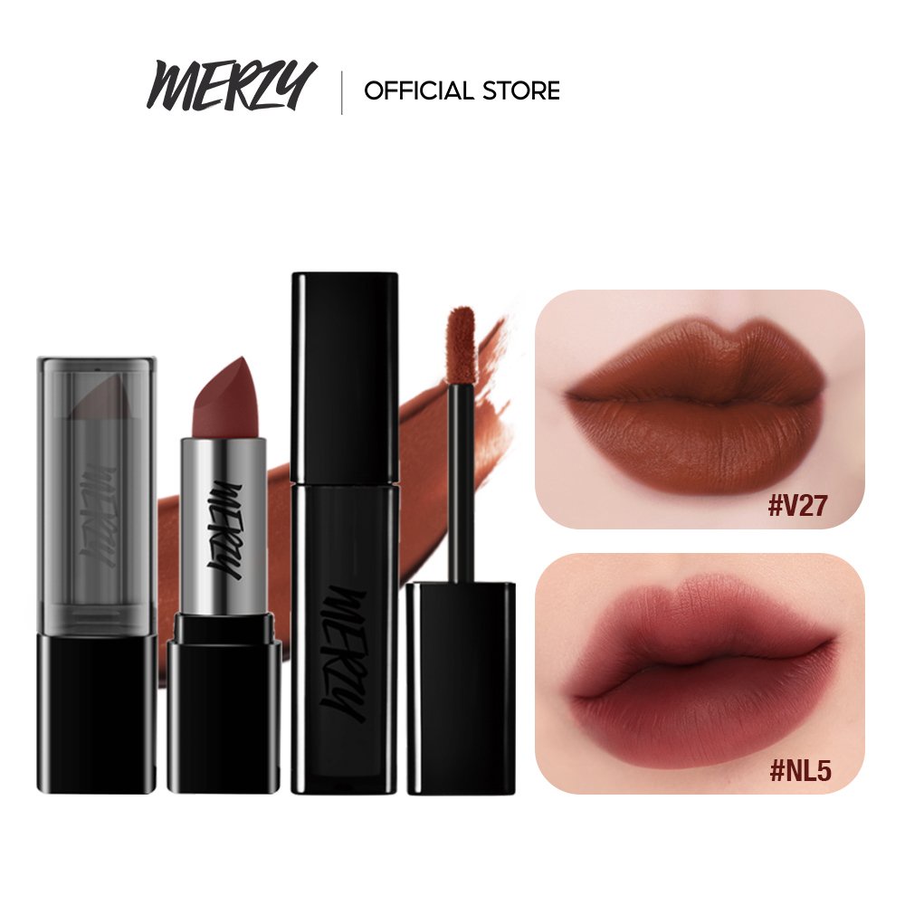 Combo Son Kem Lì Merzy Noir Velvet Tint 4g + Son Thỏi Lì Merzy Noir Lipstick 3.3g