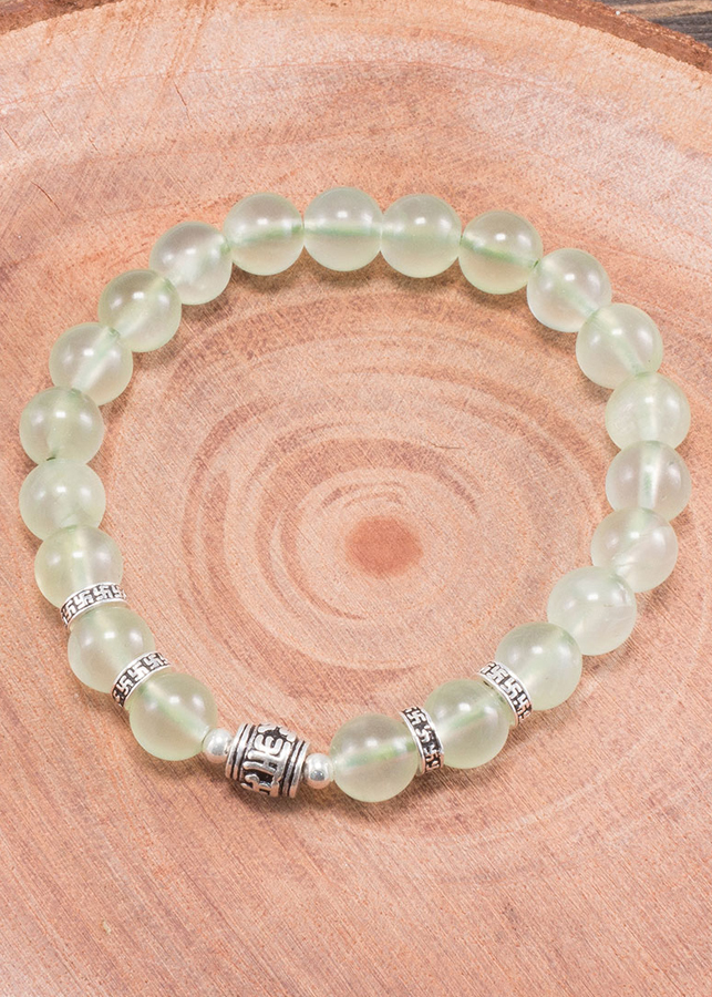 Vòng tay thạch anh xanh phối charm lục tự bạc Ngọc Quý Gemstones