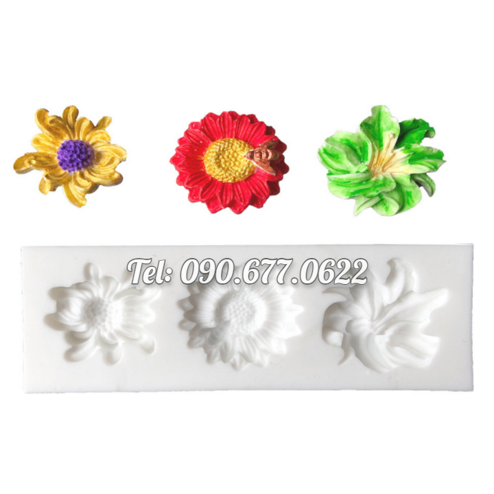 Khuôn silicone làm rau câu 3 hoa - Mã số 1415