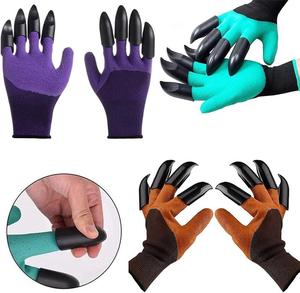 Găng Tay Làm Vườn Có Móng, Găng Tay Đào 3 Cặp, Găng Tay Làm Vườn Có Móng, Găng Tay Làm Vườn Nữ Chống Gai, Găng Tay Làm Vườn, Đào Và Trồng Cây Xanh, Tím, Nâu