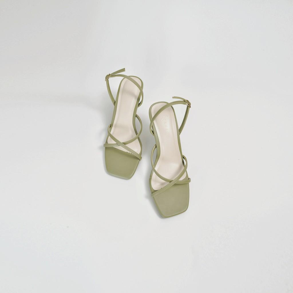 Sandal cao gót nữ 5cm gót nhọn mũi vuông quai mảnh nhỏ siêu xinh Lykoe L-strappy