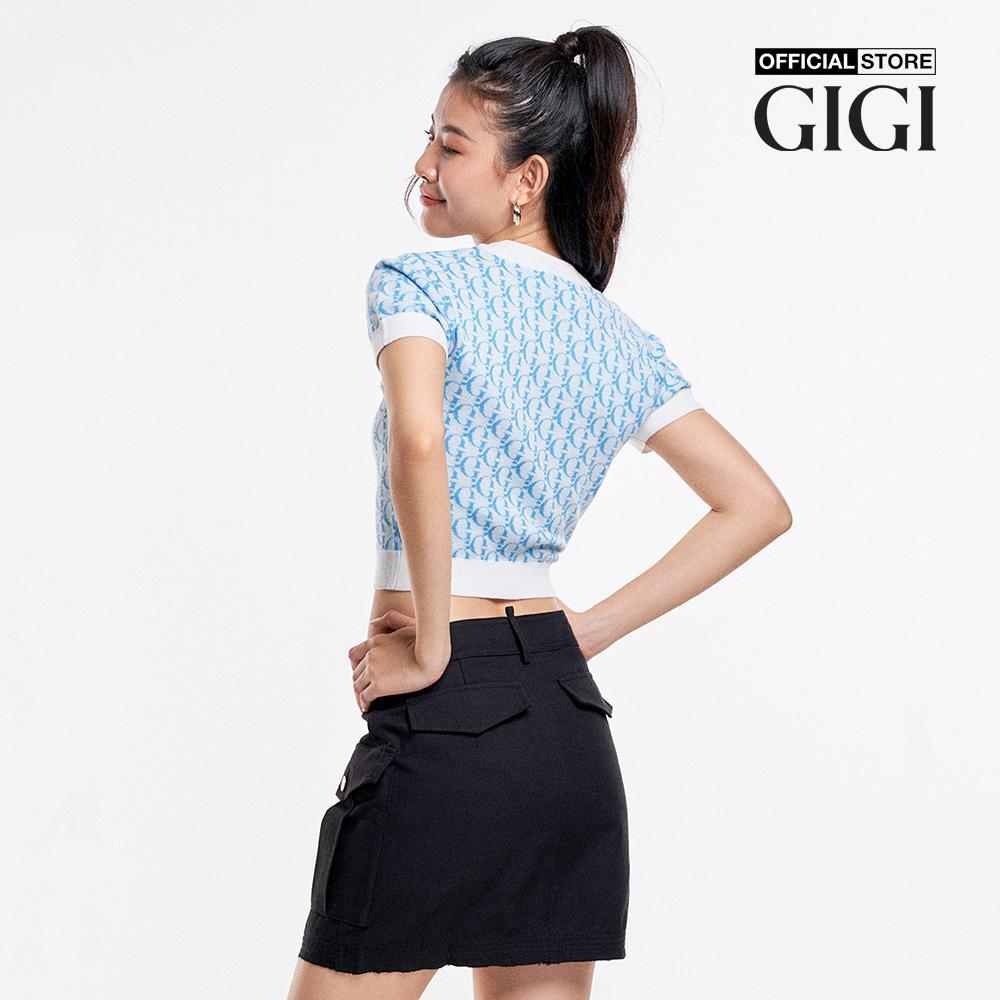GIGI - Áo dệt kim nữ cổ tròn tay ngắn phom croptop hiện đại G1305K231701