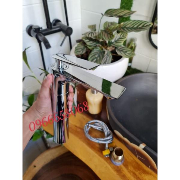 Vòi lavabo nóng lạnh đồng mạ crome 30cm