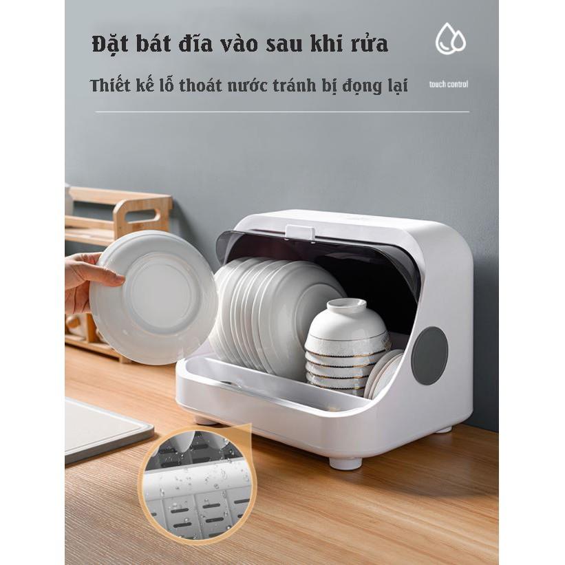 Tủ đựng bát đĩa khử trùng bằng tia UV giúp diệt 99,9% vi khuẩn - Giá úp bát có nắp đậy chống bụi bẩn