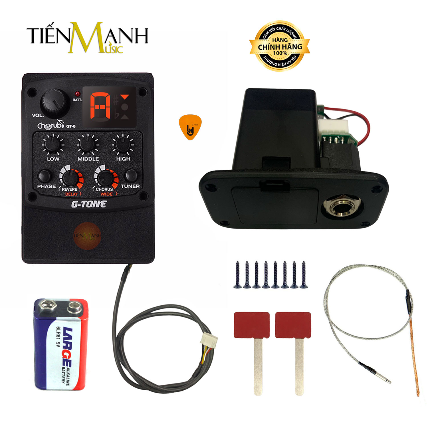 [Mẫu Mới] EQ Cherub GT6 Cho Đàn Guitar Acoustic Preamp Pickup Thiết Bị Thu Chỉnh Âm G-Tone GT-6 Hàng Chính Hãng - Kèm Móng Gẩy DreamMaker