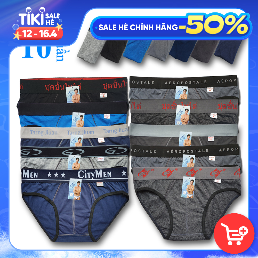 Bộ 10 Quần Lót Nam vải cotton 2 chiều co giãn nhiều lưng hiệu CITYMEN, màu ngẫu nhiên, đồ lót - LMTK-MULTI2C