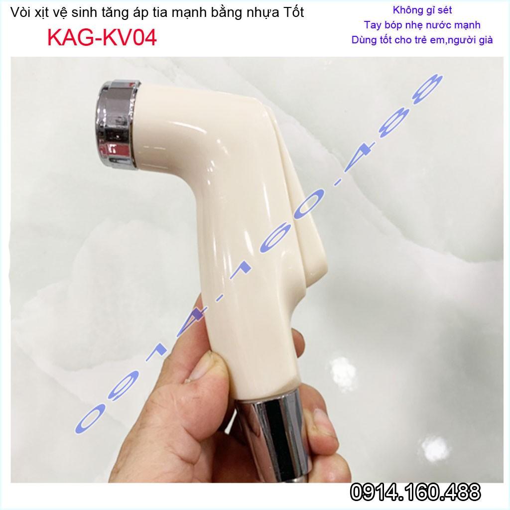 Vòi xịt bồn cầu KAG-KV04 màu kem, vòi xịt rửa ấn tay nhà tắm, vòi xịt vệ sinh tia nước mạnh siêu sạch sử dụng tốt