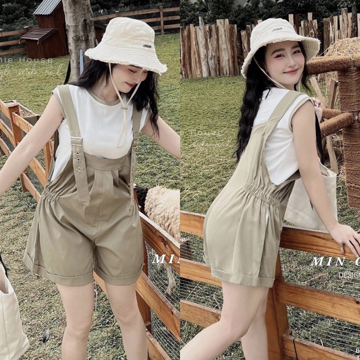 SET QUẦN YẾM 2 DÂY JUMPSUIT ĐỒ BAY NGẮN ỐNG RỘNG GIẢ VÁY SUÔNG TRƠN + ÁO THUN SÁT NÁCH ĐI CHƠI ĐI BIỂN DẠO PHỐ ĐI HỌC ĐI TIỆC