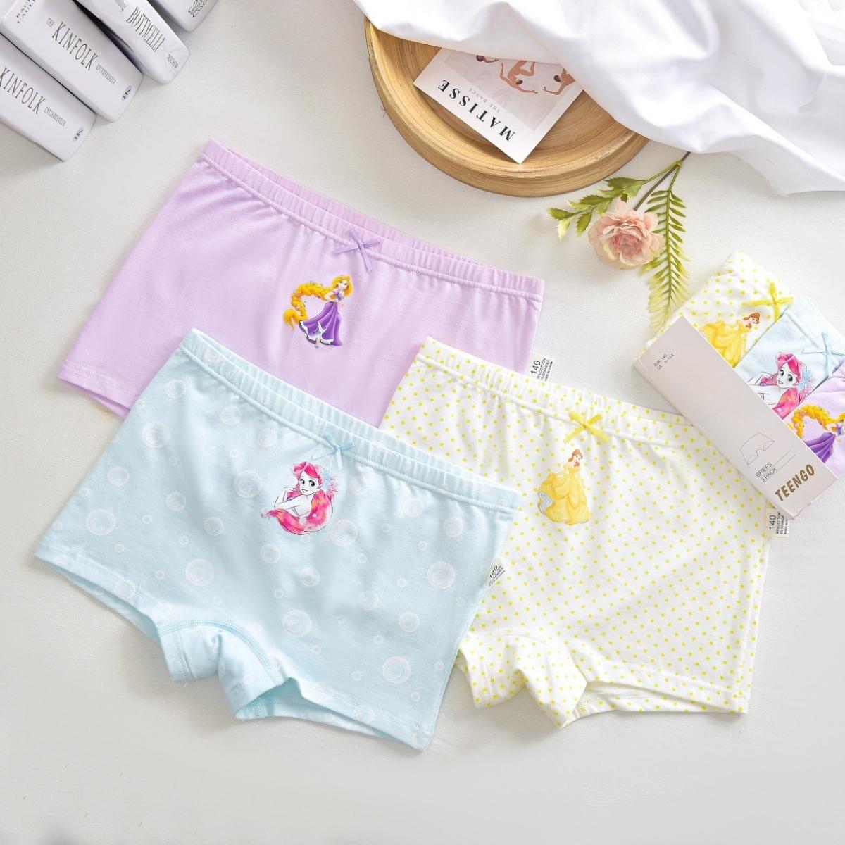 Quần chip đùi bé gái set 3 chiếc hãng Teengo, Quần lót bé gái xuất Âu Mỹ chất cotton mềm mịn thoáng mát an toàn cho bé