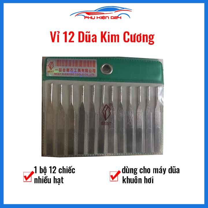 Bộ dũa kim cương 12 chi tiết dành cho máy dũa khuôn hơi độ hạt #400