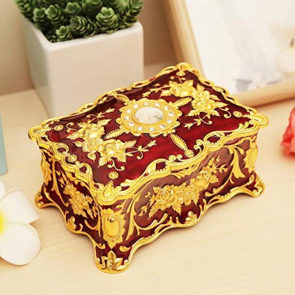 2Pcs Jewelry Storage Box Organizer Trinket Decor Vintage Gift Makeup Case