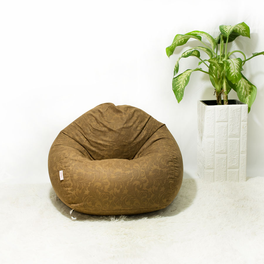 GHẾ LƯỜI GIỌT NƯỚC (TEARDROP BEANBAG) SIZE NHỎ MÀU NÂU HOA VĂN MS63 - The Beanbag House