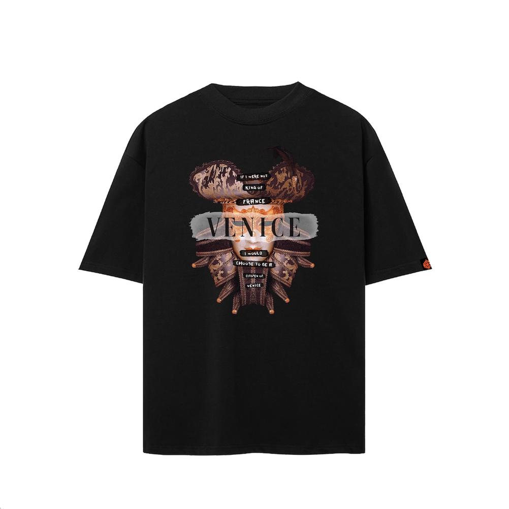 Áo Thun VENICE Tay Lỡ Unisex Nam/Nữ Đen/Trắng Cổ Tròn - HIGHCLUB